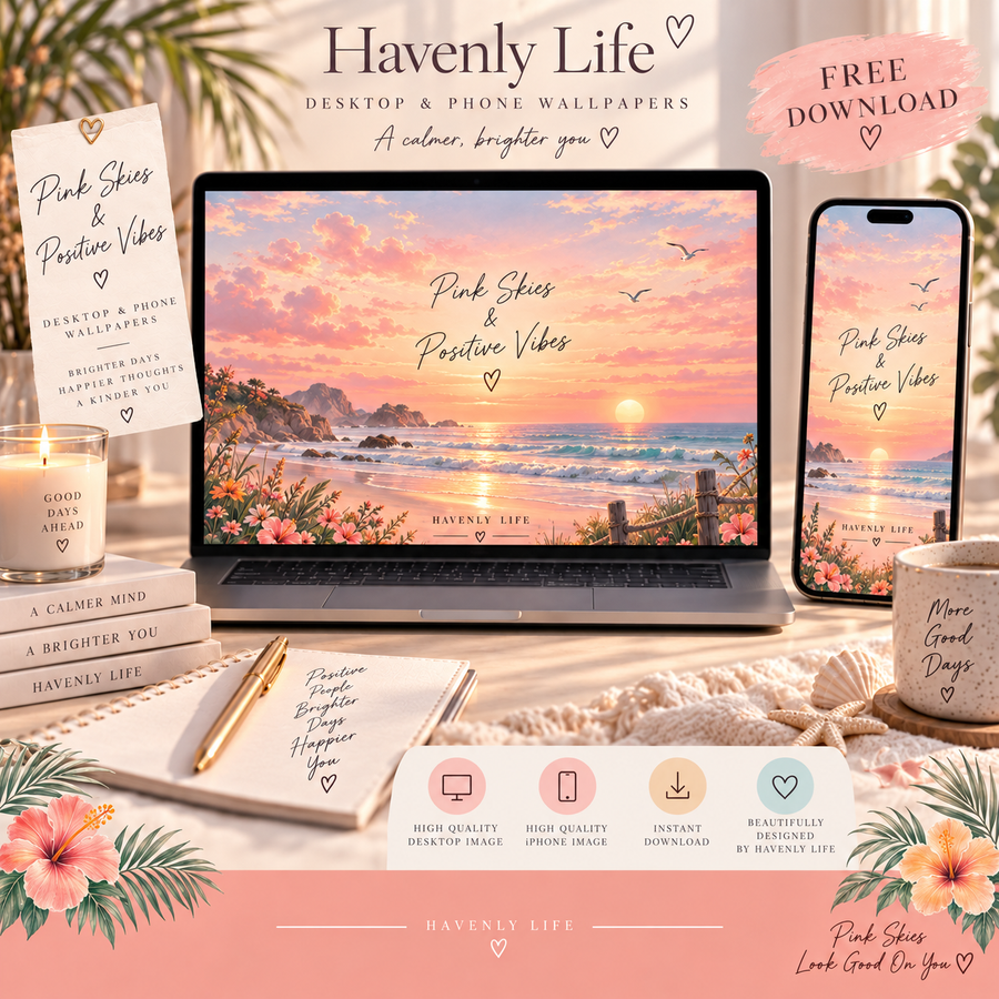 Pink Skies & Positive Vibes FREE Desktop & iPhone Wallpaper