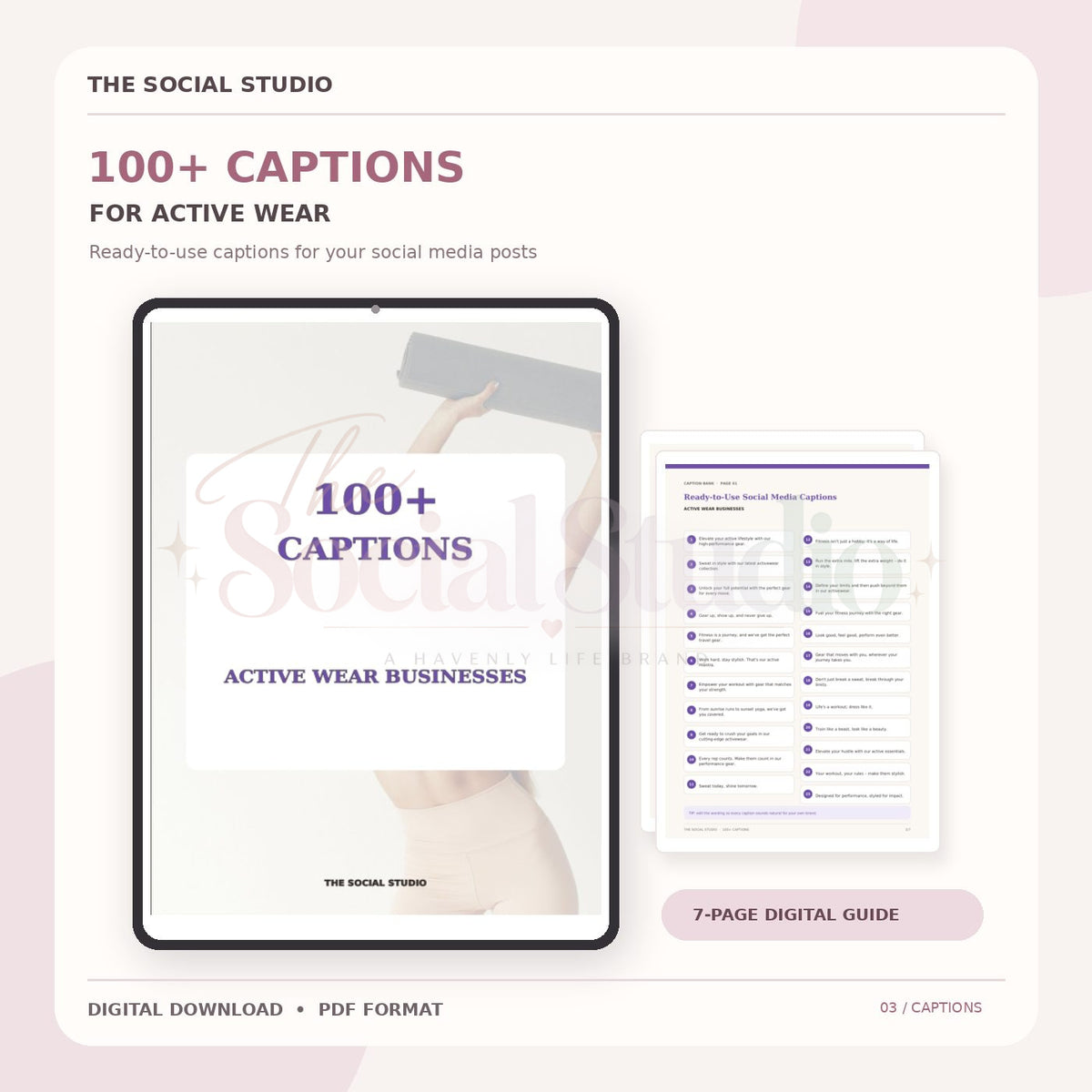 Activewear – Caption Pack | The Social Studio