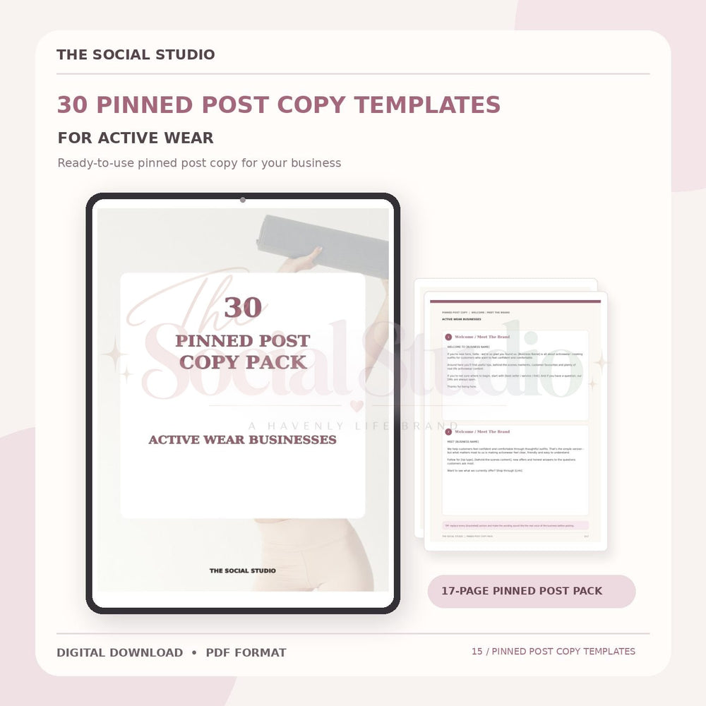 Activewear – Pinned Post Copy Pack | The Social Studio