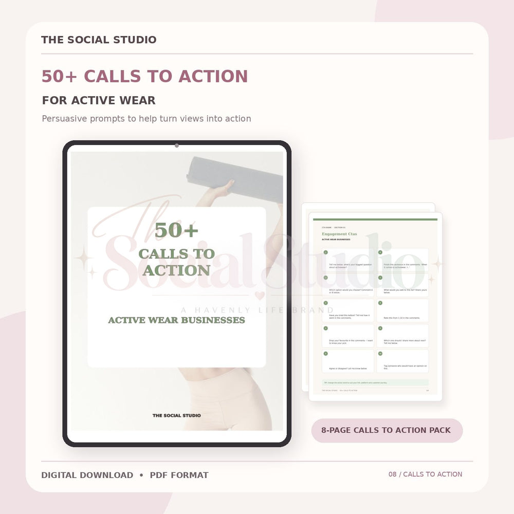 Activewear – Calls to Action Pack | The Social Studio