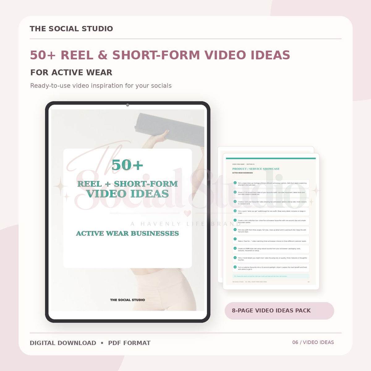 Activewear – Reels & Short-Form Video Ideas Pack | The Social Studio
