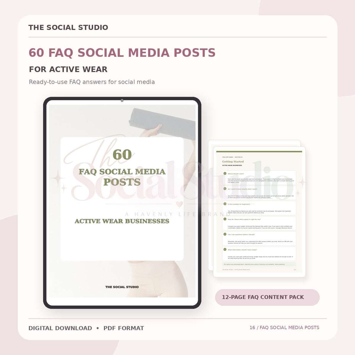 Activewear – FAQ Social Media Post Pack | The Social Studio