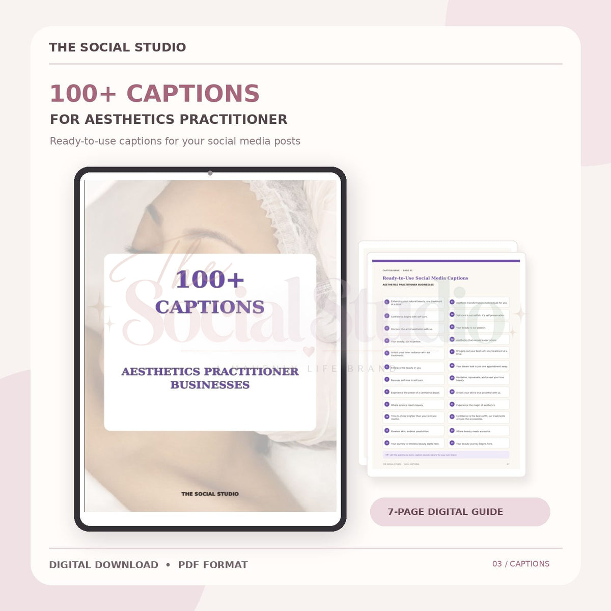 Aesthetics Practitioner – Caption Pack | The Social Studio
