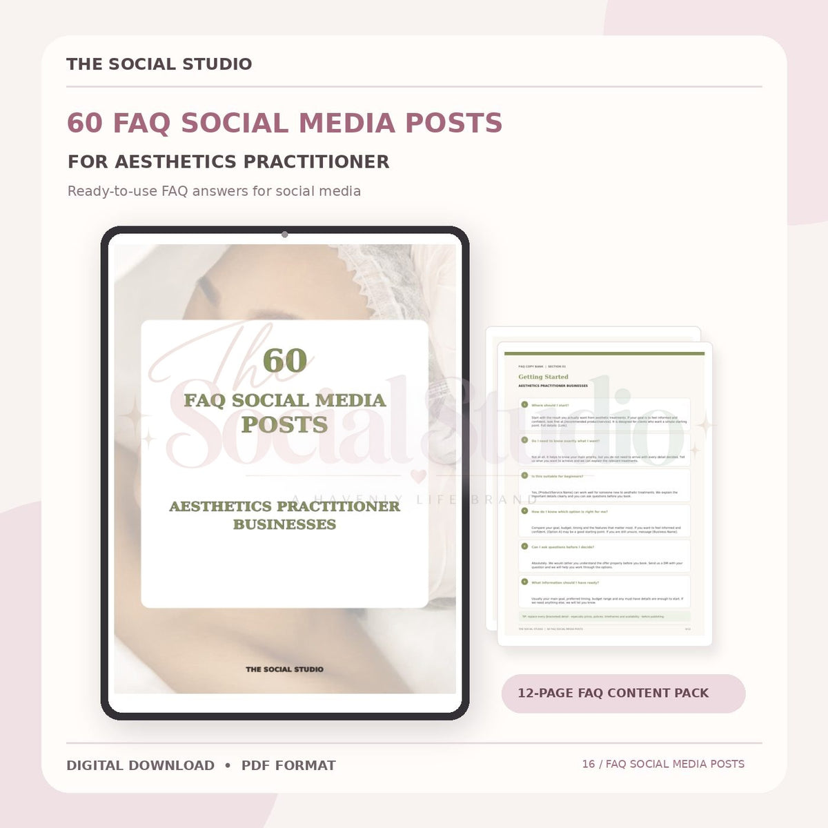 Aesthetics Practitioner – FAQ Social Media Post Pack | The Social Studio