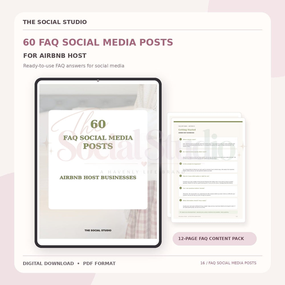 Air BNB Host – FAQ Social Media Post Pack | The Social Studio