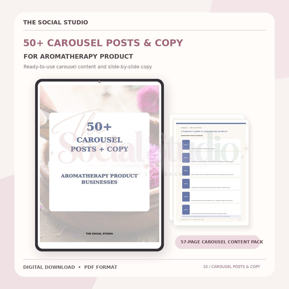 Aromatherapy – Carousel Ideas & Copy Pack | The Social Studio