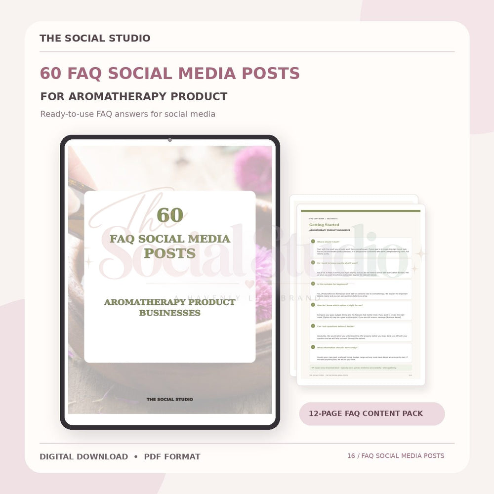 Aromatherapy – FAQ Social Media Post Pack | The Social Studio
