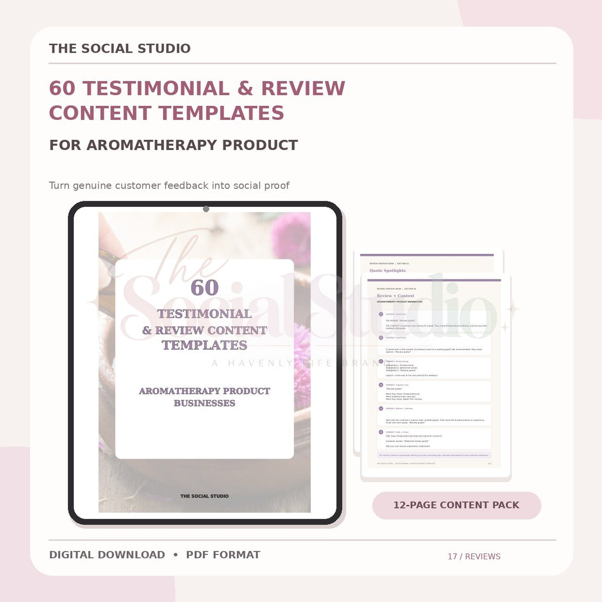Aromatherapy – Testimonial & Review Content Templates | The Social Studio