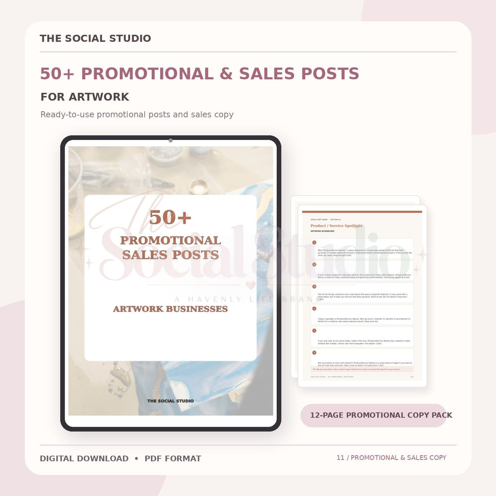 Art Work – Promotional & Sales Post Templates | The Social Studio