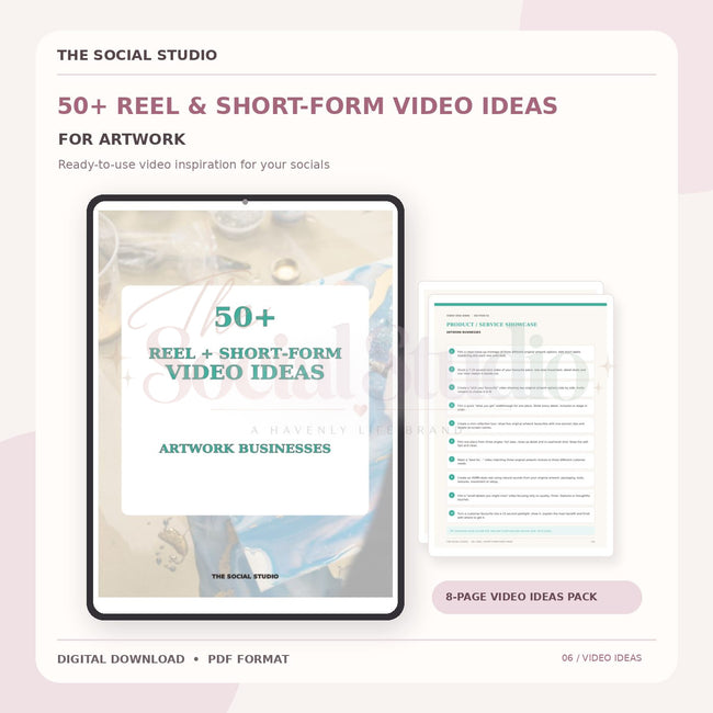 Art Work – Reels & Short-Form Video Ideas Pack | The Social Studio