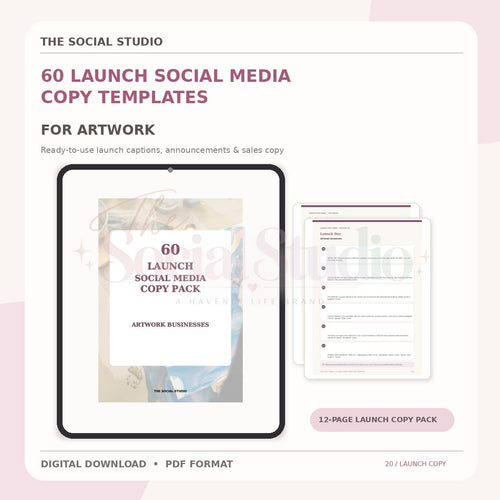 Art Work – Launch Social Media Copy Pack | The Social Studio