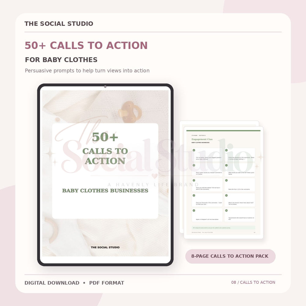 Baby Clothes – Calls to Action Pack | The Social Studio