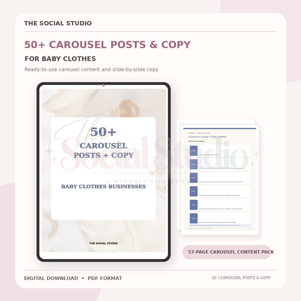 Baby Clothes – Carousel Ideas & Copy Pack | The Social Studio
