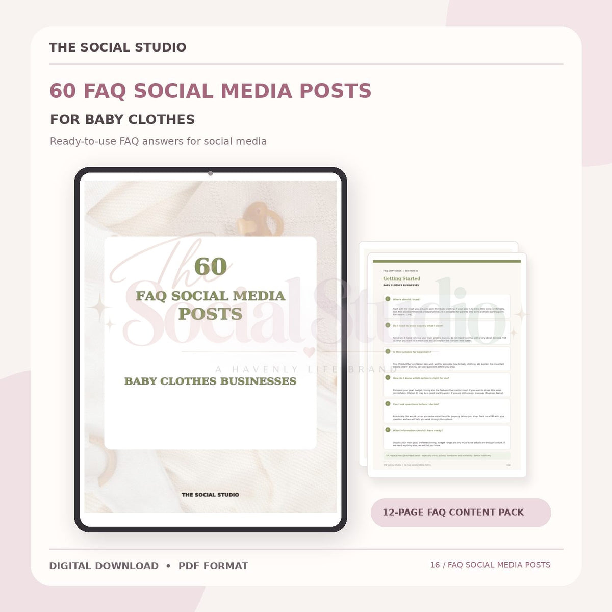 Baby Clothes – FAQ Social Media Post Pack | The Social Studio