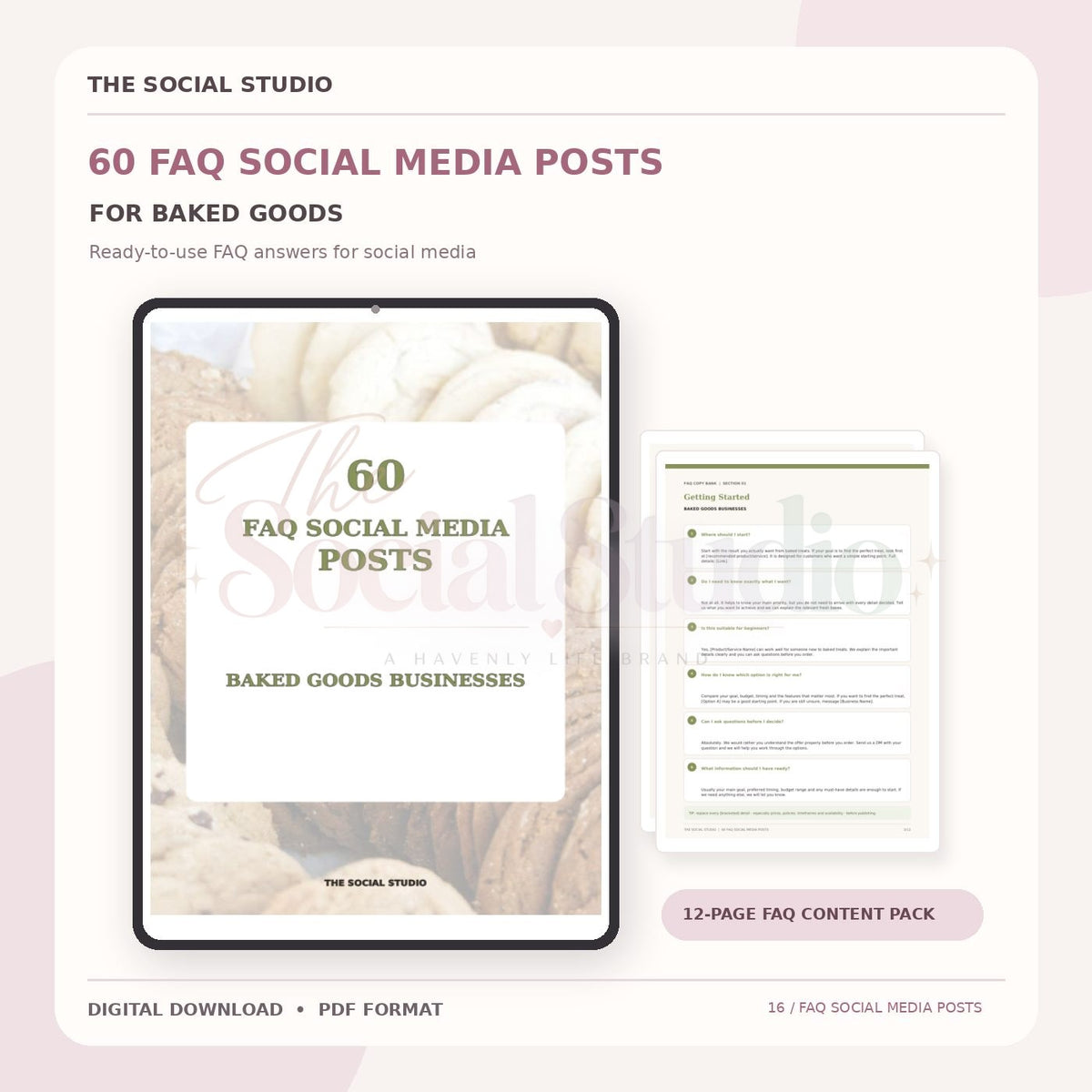 Baked Goods – FAQ Social Media Post Pack | The Social Studio