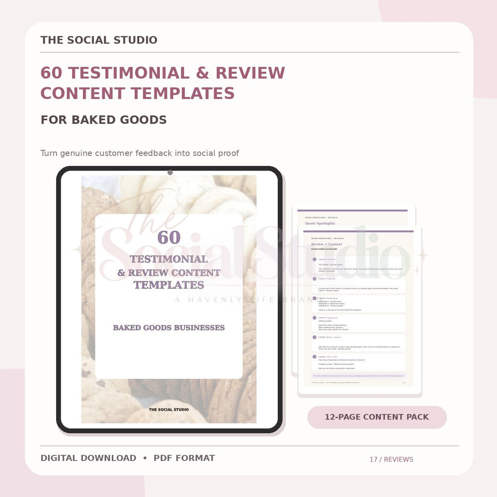 Baked Goods – Testimonial & Review Content Templates | The Social Studio