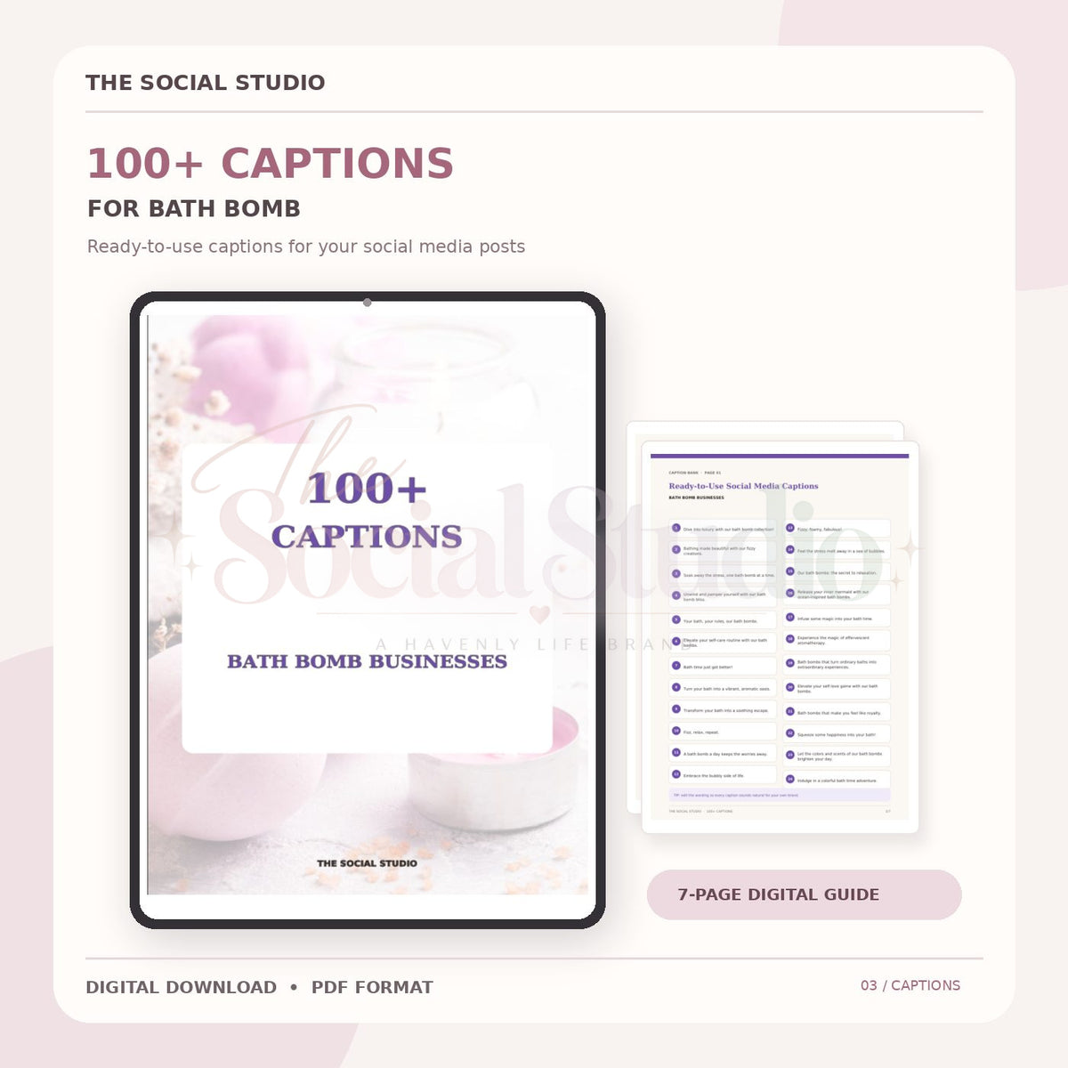 Bath Bomb – Caption Pack | The Social Studio