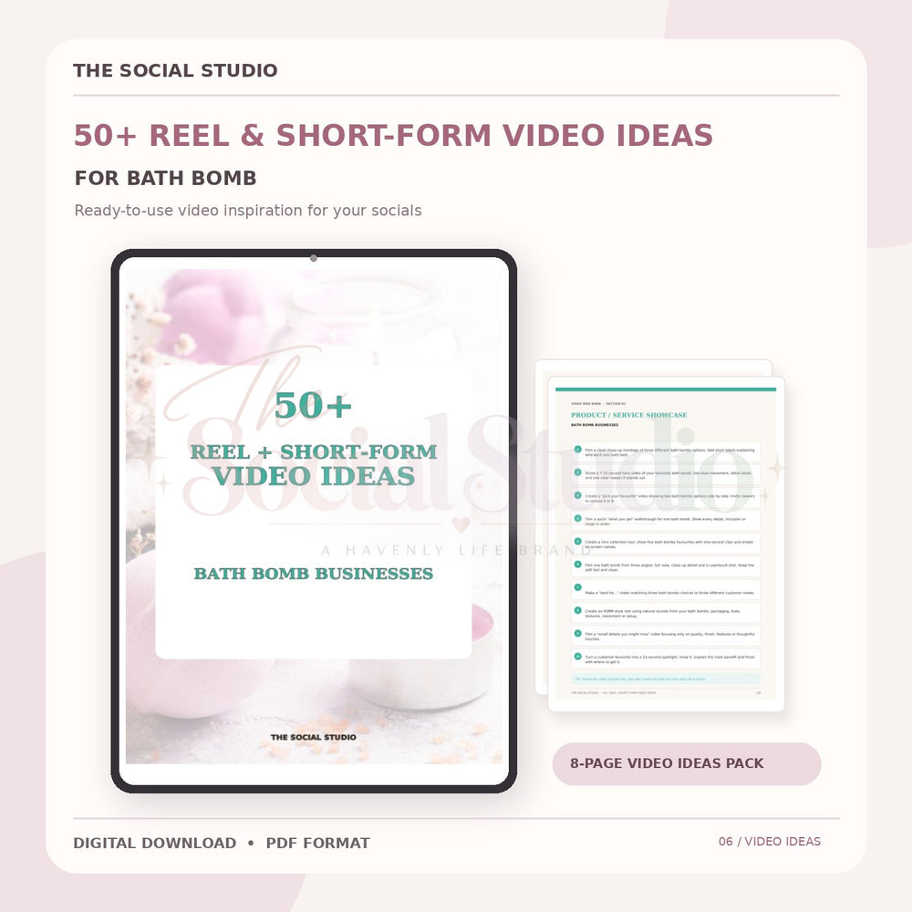 Bath Bomb – Reels & Short-Form Video Ideas Pack | The Social Studio