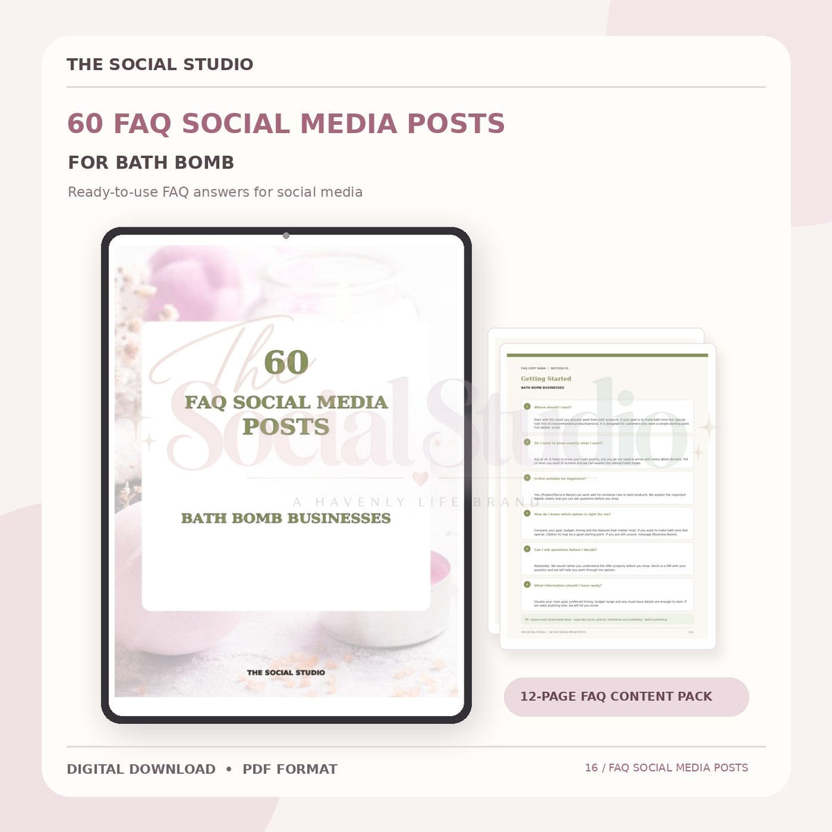 Bath Bomb – FAQ Social Media Post Pack | The Social Studio