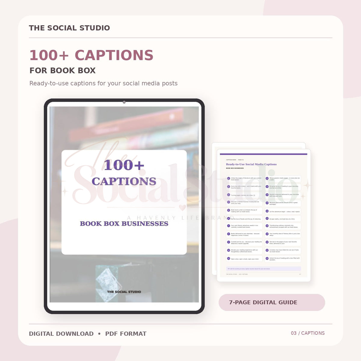 Book Boxes – Caption Pack | The Social Studio