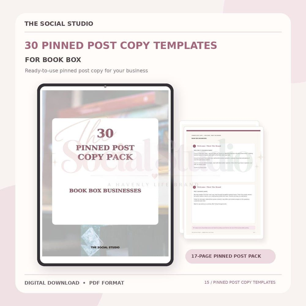 Book Boxes – Pinned Post Copy Pack | The Social Studio