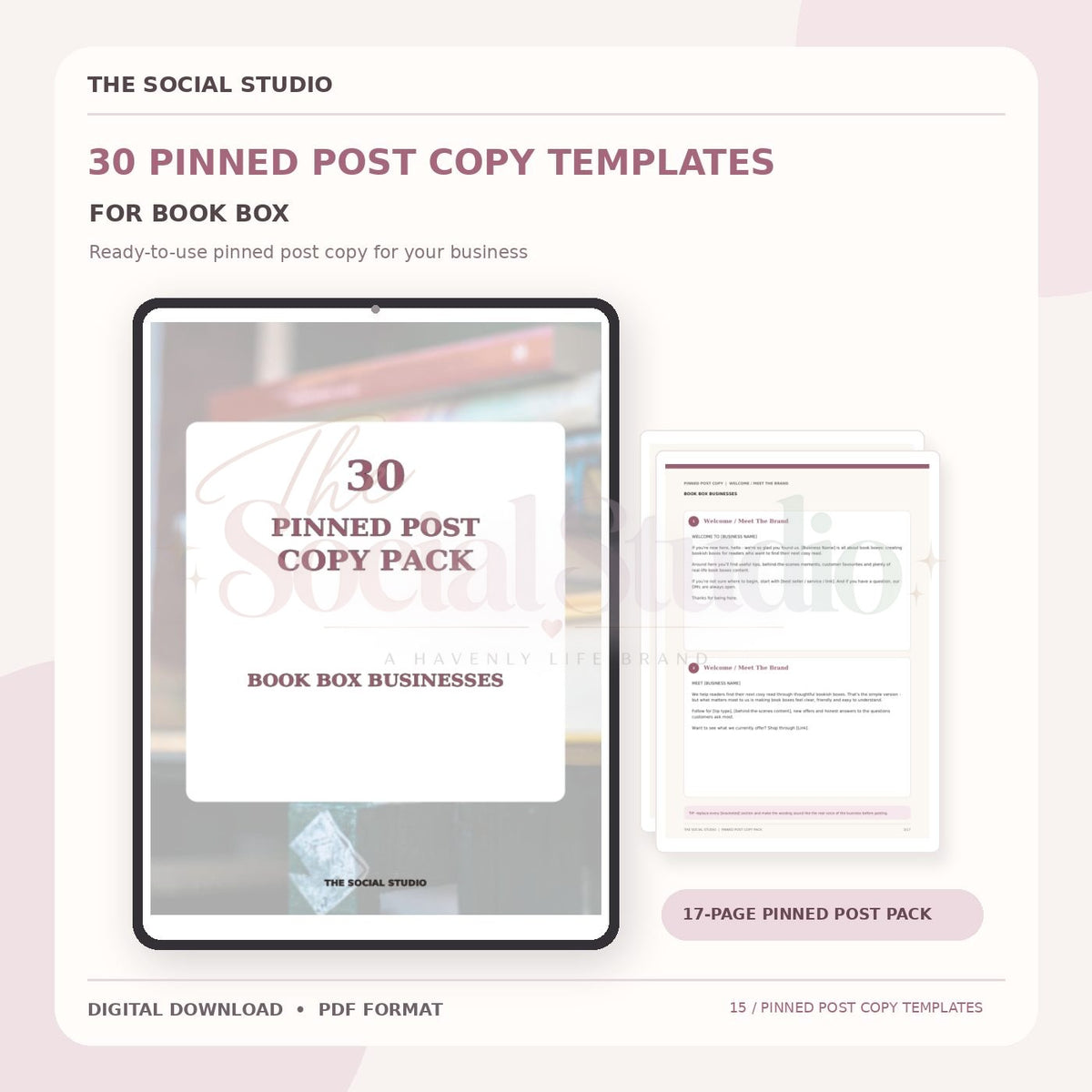 Book Boxes – Pinned Post Copy Pack | The Social Studio