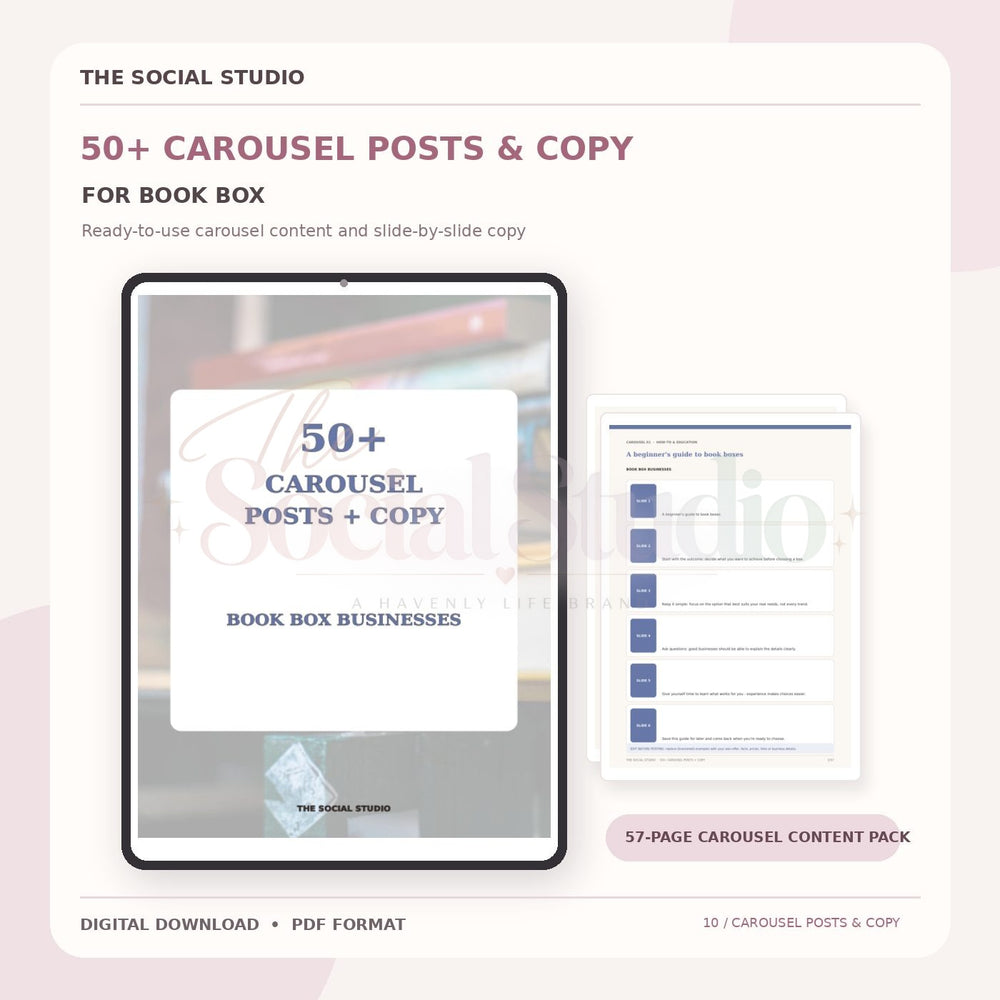 Book Boxes – Carousel Ideas & Copy Pack | The Social Studio