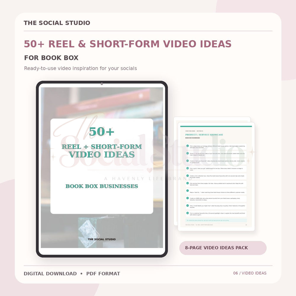 Book Boxes – Reels & Short-Form Video Ideas Pack | The Social Studio