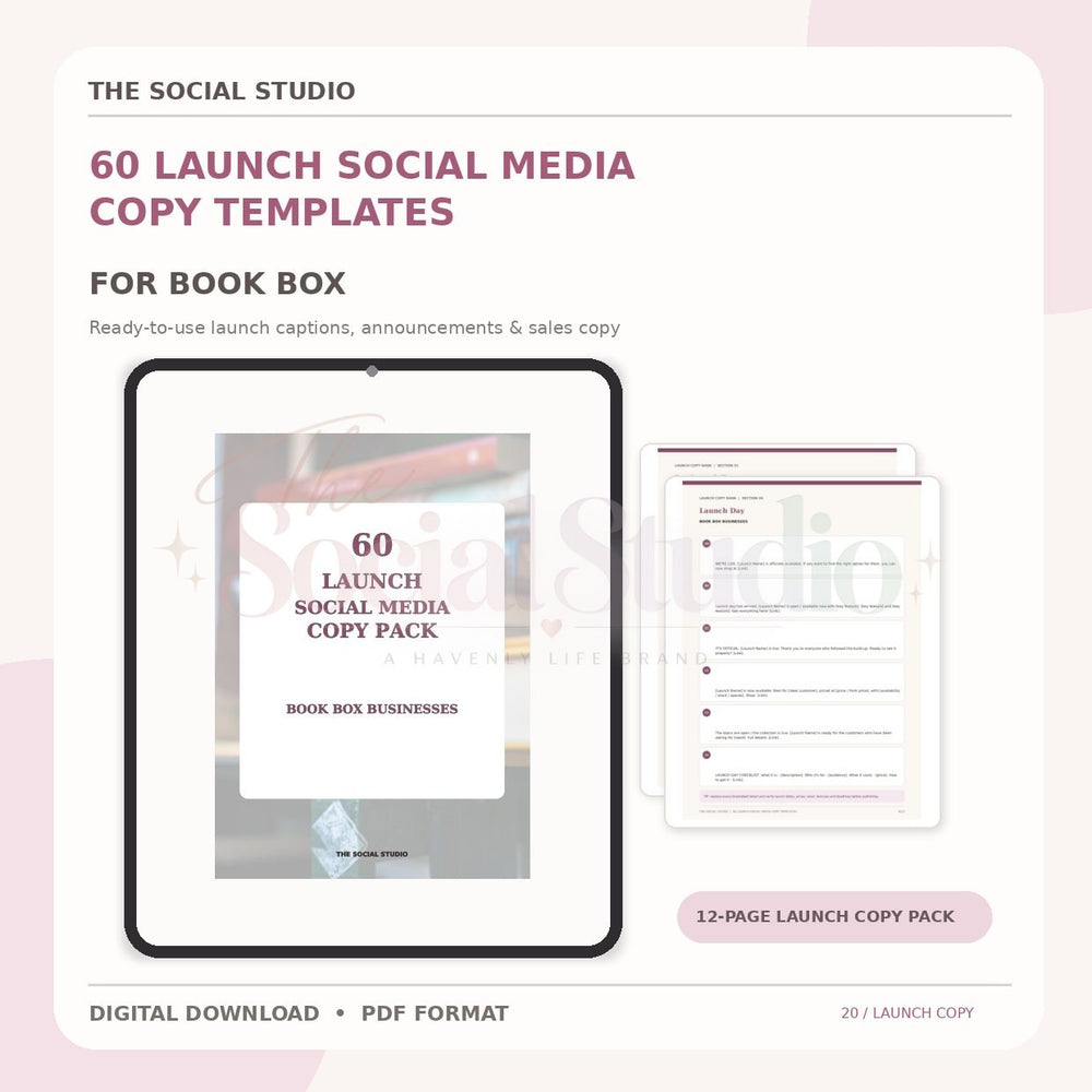 Book Boxes – Launch Social Media Copy Pack | The Social Studio