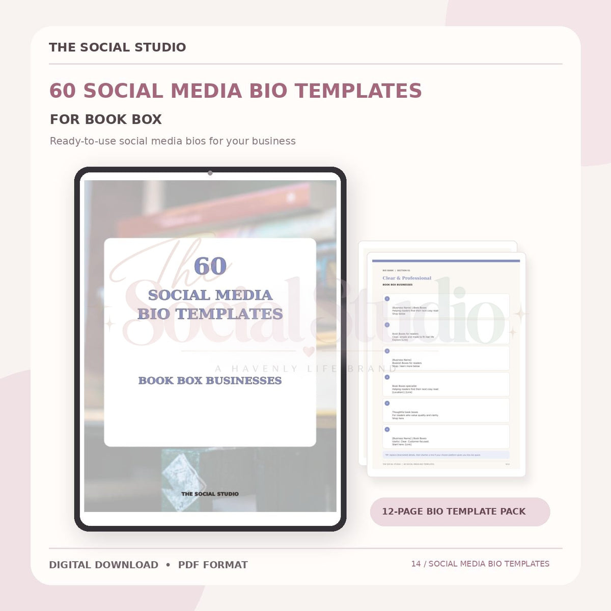 Book Boxes – Social Media Bio Templates | The Social Studio