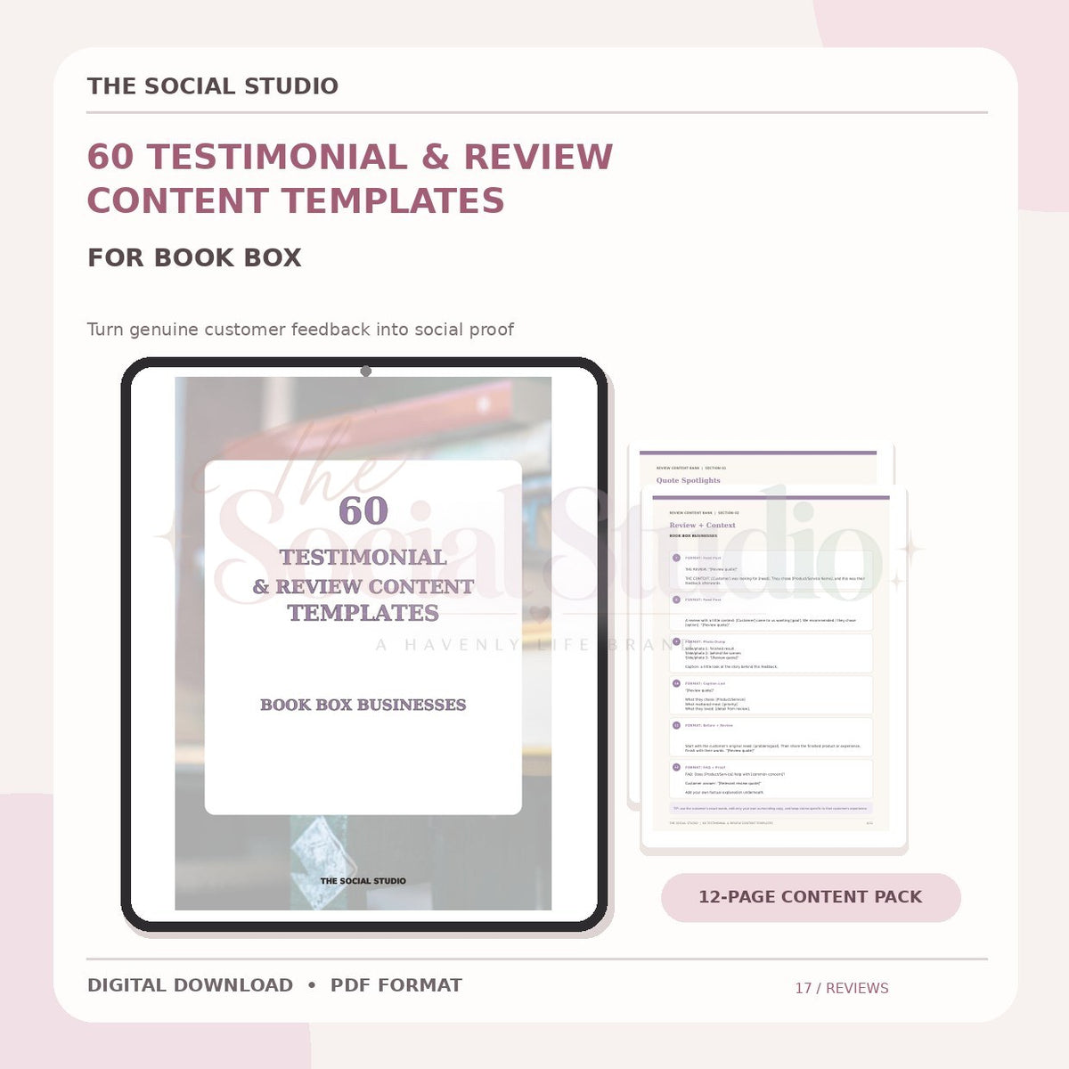 Book Boxes – Testimonial & Review Content Templates | The Social Studio