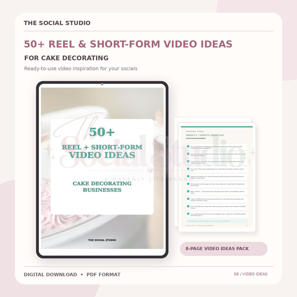 Cake Decorations – Reels & Short-Form Video Ideas Pack | The Social Studio
