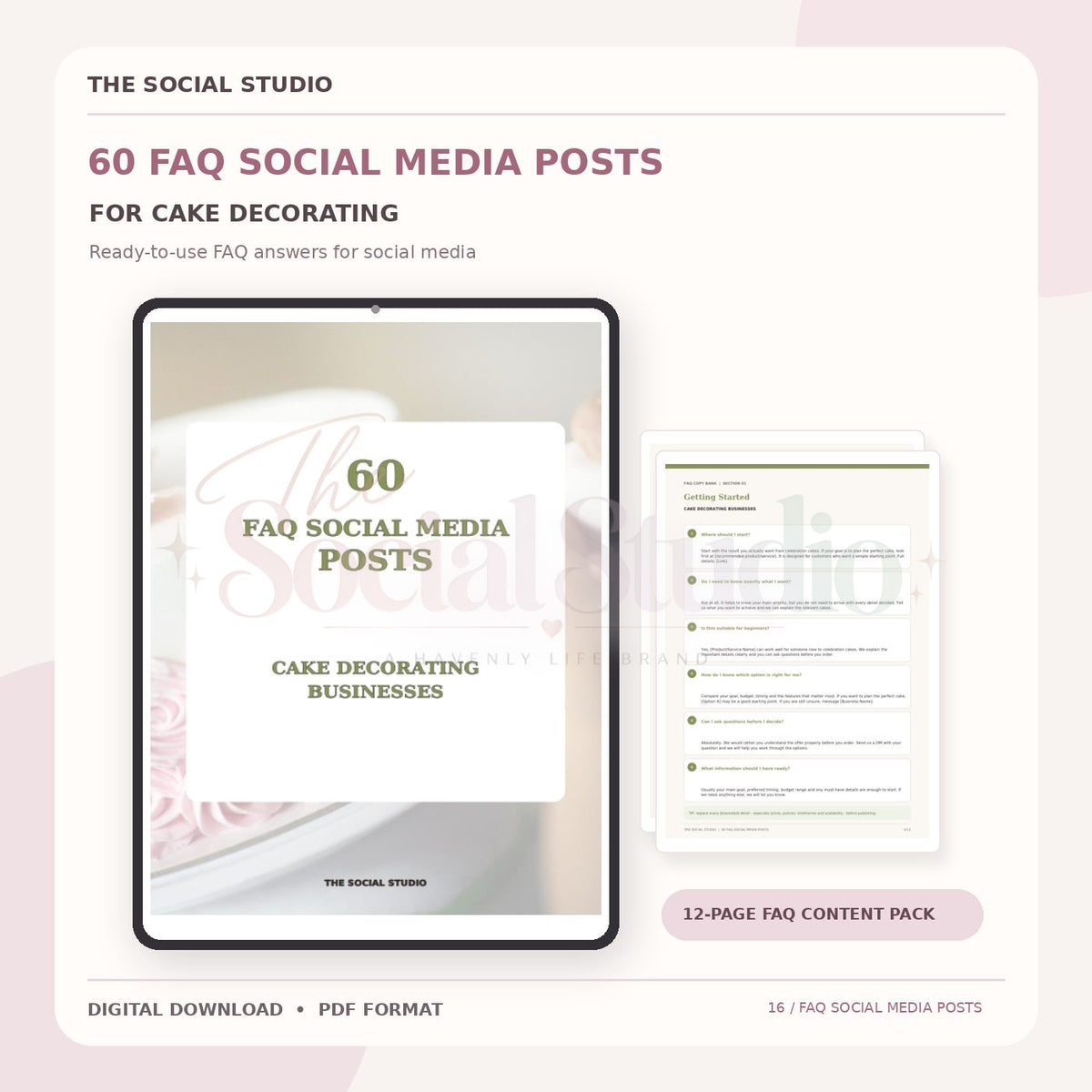 Cake Decorations – FAQ Social Media Post Pack | The Social Studio