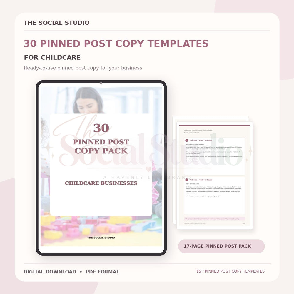 Childcare – Pinned Post Copy Pack | The Social Studio