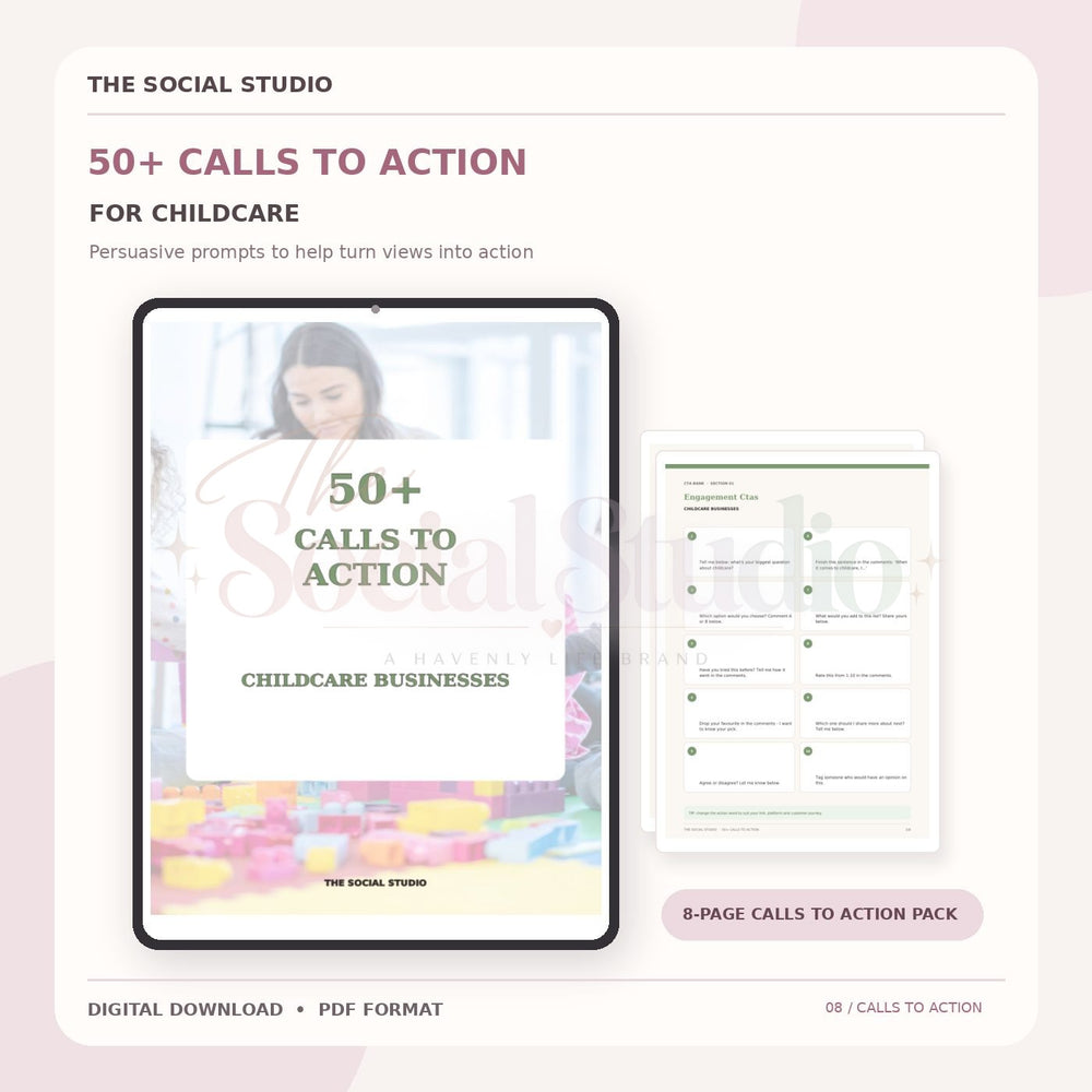 Childcare – Calls to Action Pack | The Social Studio