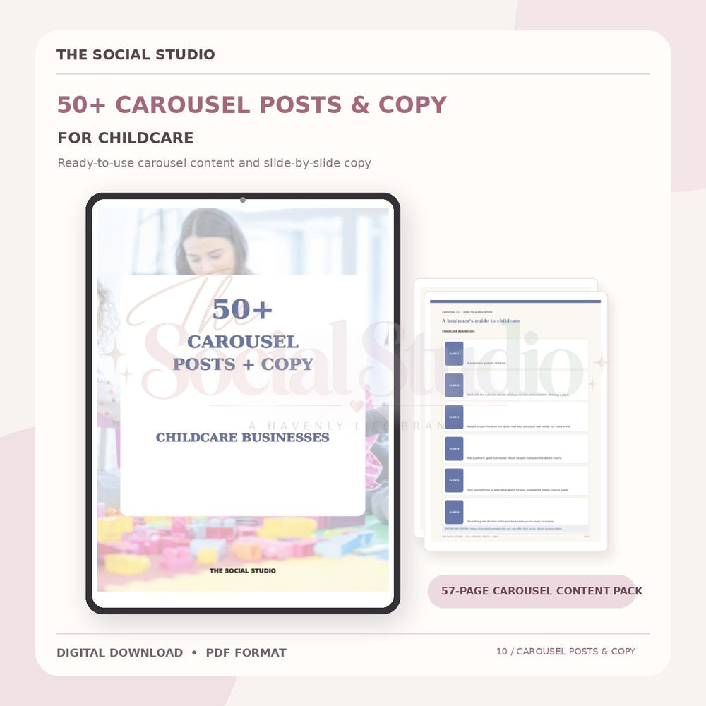 Childcare – Carousel Ideas & Copy Pack | The Social Studio