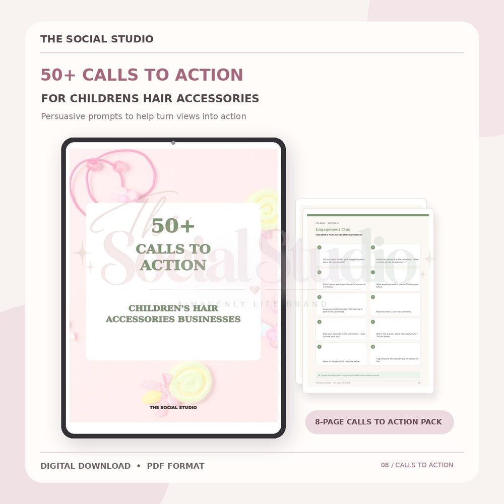 Children's Hair Accessories – Calls to Action Pack | The Social Studio