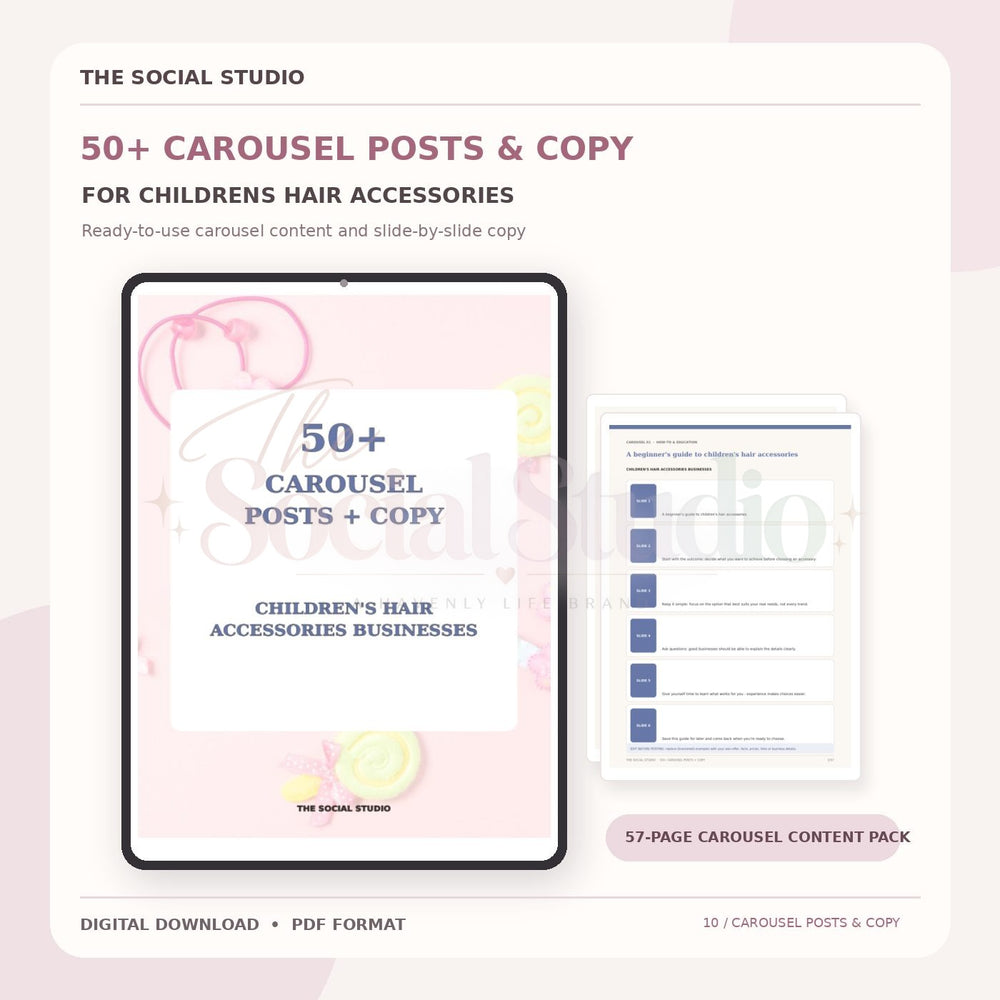 Children's Hair Accessories – Carousel Ideas & Copy Pack | The Social Studio