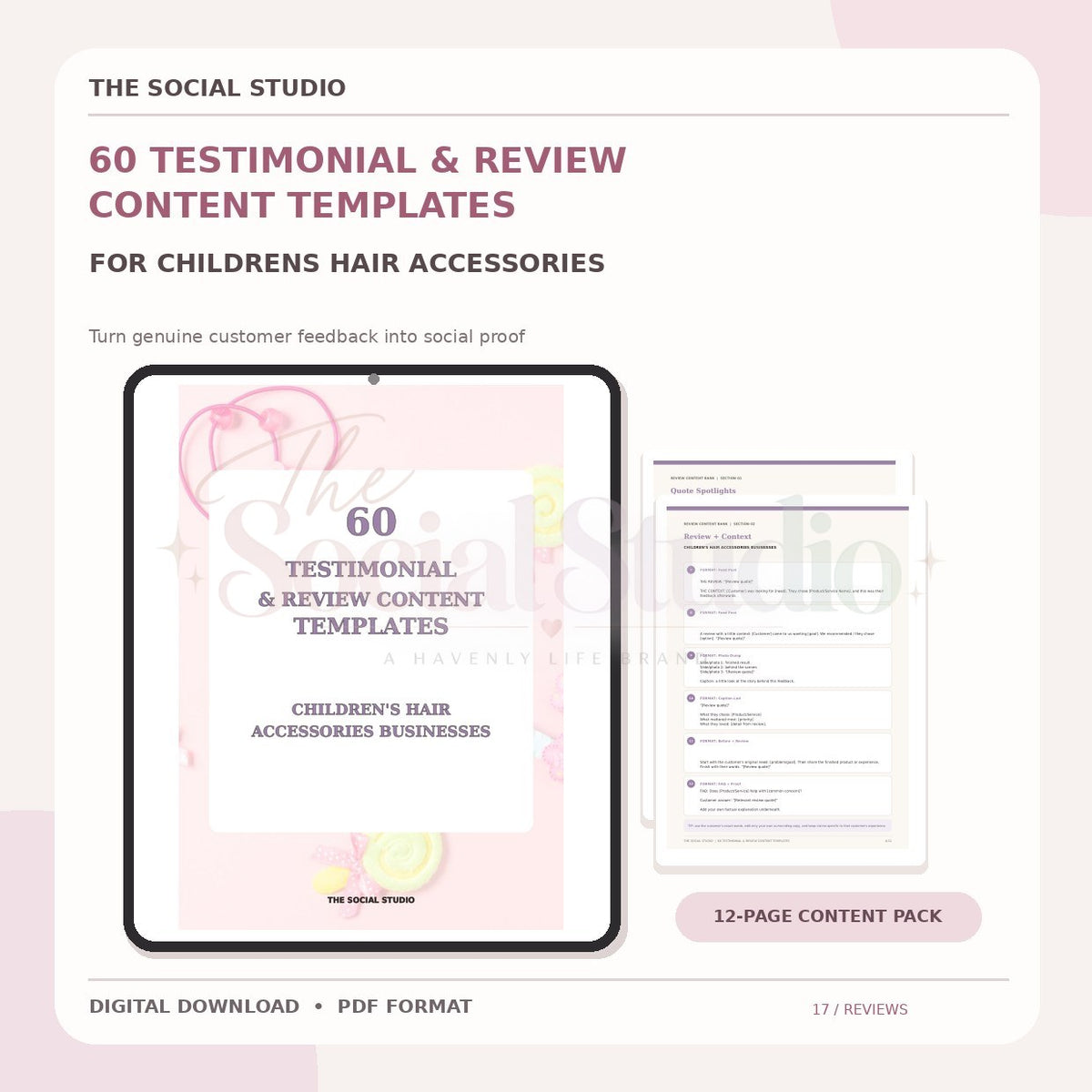 Children's Hair Accessories – Testimonial & Review Content Templates | The Social Studio