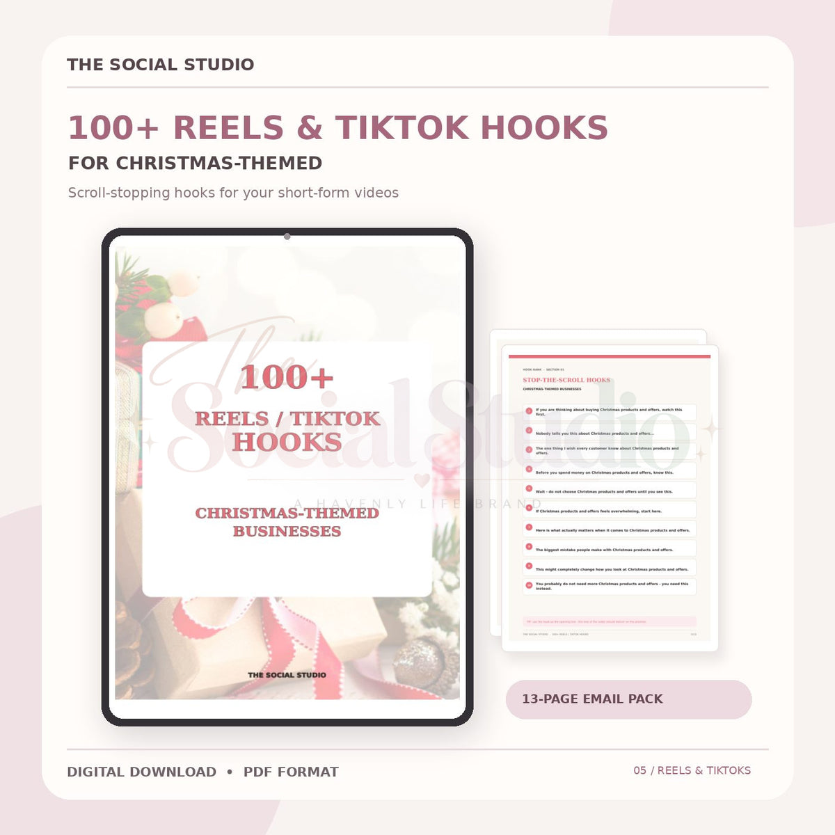Christmas Theme – 100+ Reels & TikTok Hooks | The Social Studio