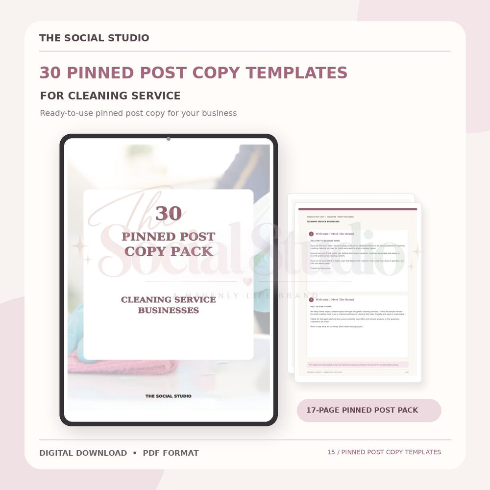 Cleaning Service – Pinned Post Copy Pack | The Social Studio