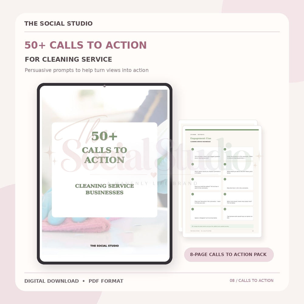 Cleaning Service – Calls to Action Pack | The Social Studio