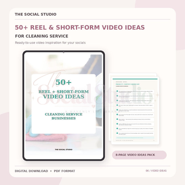 Cleaning Service – Reels & Short-Form Video Ideas Pack | The Social Studio