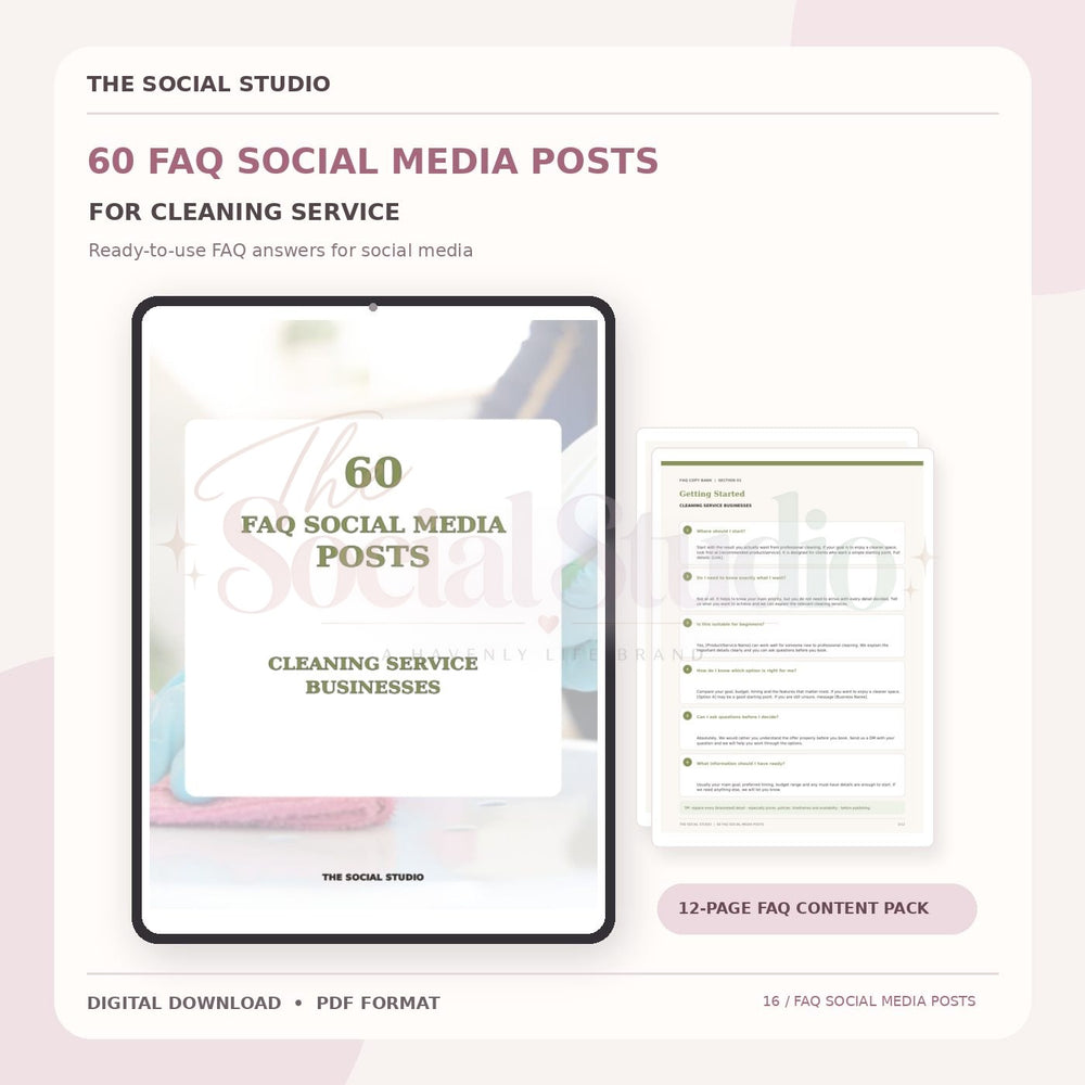 Cleaning Service – FAQ Social Media Post Pack | The Social Studio