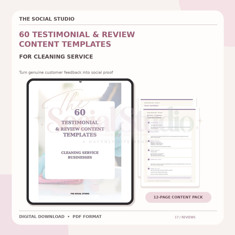 Cleaning Service – Testimonial & Review Content Templates | The Social Studio