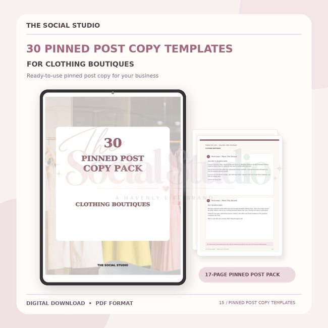 Clothing Boutiques – Pinned Post Copy Pack | The Social Studio