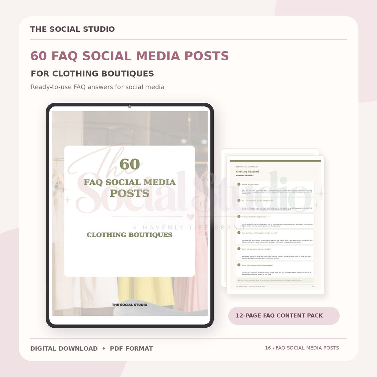 Clothing Boutiques – FAQ Social Media Post Pack | The Social Studio