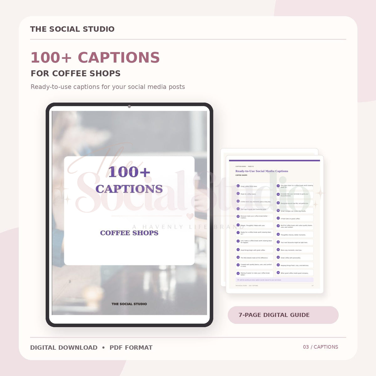 Coffee Shops – Caption Pack | The Social Studio