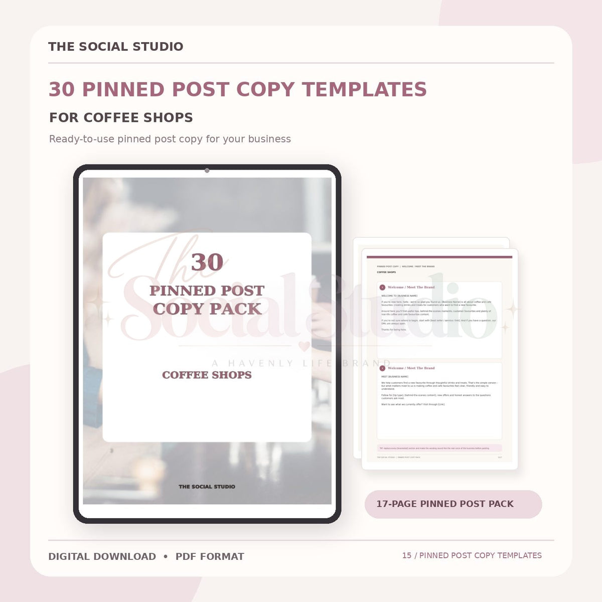 Coffee Shops – Pinned Post Copy Pack | The Social Studio