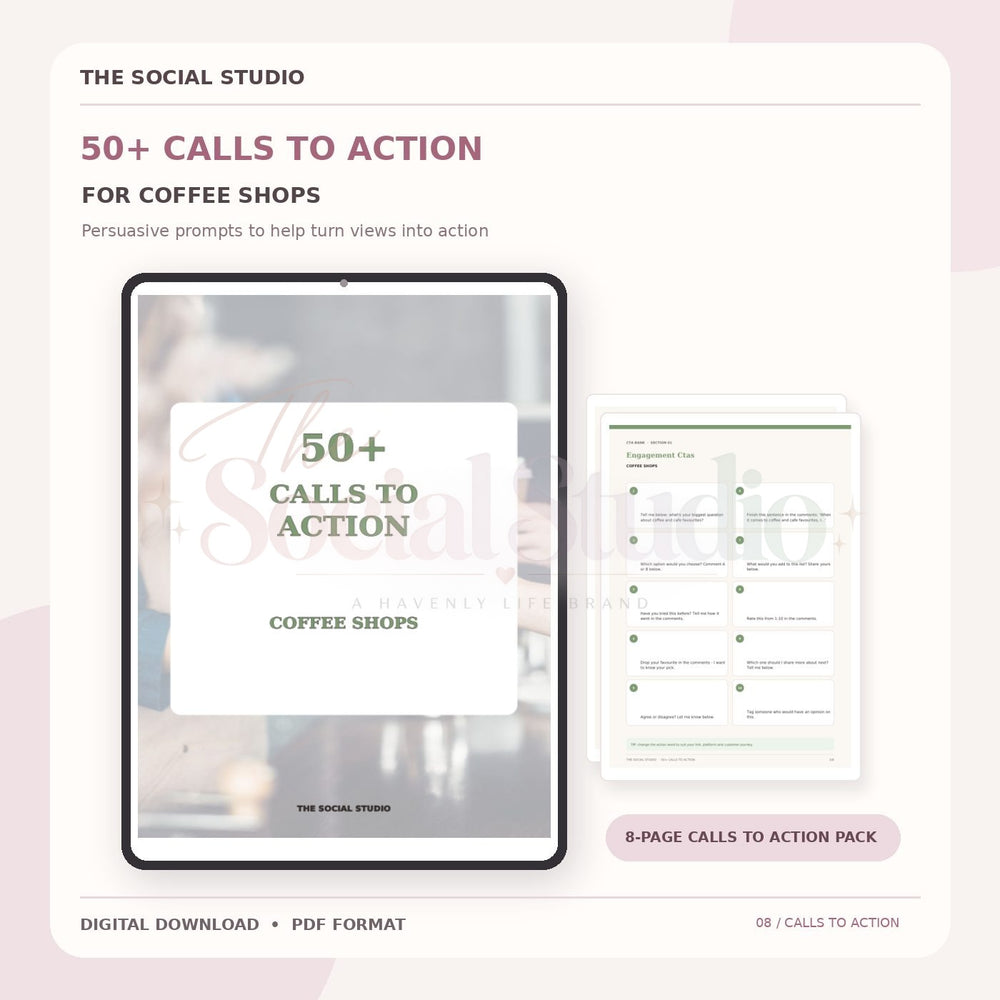 Coffee Shops – Calls to Action Pack | The Social Studio